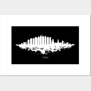 Philadelphia City Skyline - Watercolor Black and White Posters and Art